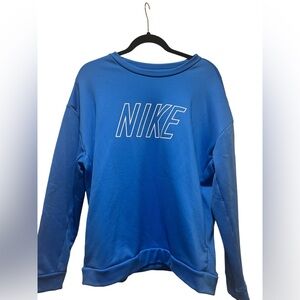 Nike Womens Long-Sleeve Training Top Therma Fleece Logo Blue AH8923-403 Size M